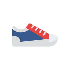 Classic Red Blue and White Canvas Low Top Sneaker Shoe With White Laces and Rubber Toe Cap on Transparent Background