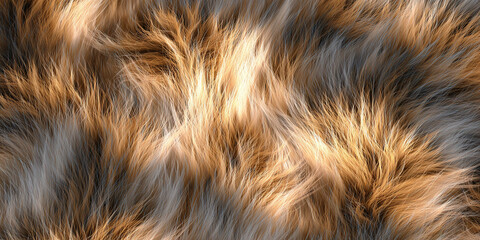 Fototapeta premium Close-up of brown and golden fur texture with realistic soft strands, warm cozy animal design - AI generated