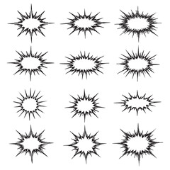 Collection of vector explosion shapes for comic book design elements
