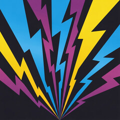 Electric bolts illustration showing multiple vibrant zigzags emerging from a single source point