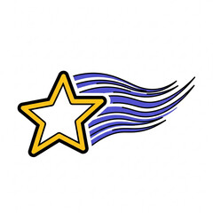 Outlined shooting star with a vibrant trailing tail, symbolizing speed, aspiration, and wishes