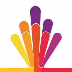 Dynamic composition of layered colorful rounded rectangles fanning upwards for infographic element design