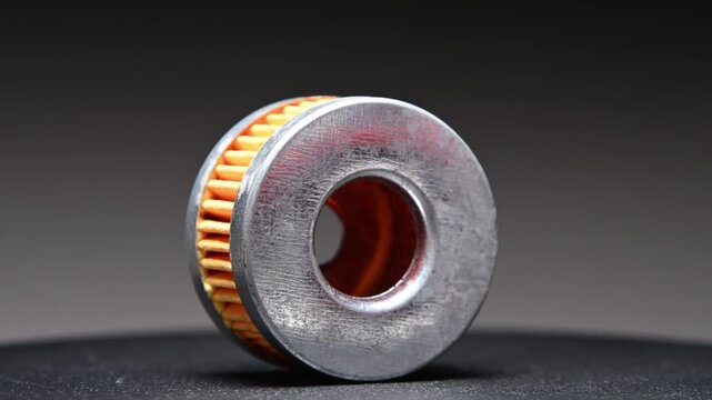 A new LPG filter for the gas reducer of an automotive gas fuel system. Rotating on a gray gradient background.