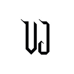 VJ monogram logo design letter text name symbol monochrome logotype alphabet character simple logo
