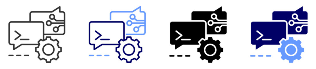 prompt engineering icon set multiple style