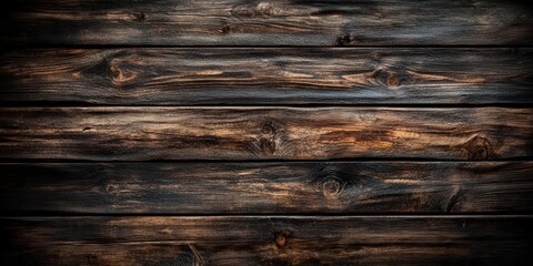 Obraz premium A textured wooden surface featuring dark hues and visible grains, creating a rustic and natural aesthetic.