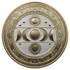 Moon phases medallion, white isolated background