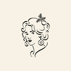 Minimalist Christmas vector illustration in hand-drawn line art style. Festive design for cards, posters, prints, and modern holiday greetings.