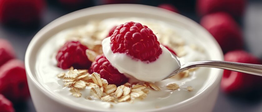 Yogurt with raspberries and oats