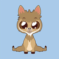 cute llama in flat design with isolated background