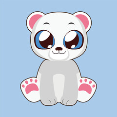 cute polar bear in flat design with isolated background