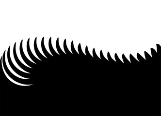 Transition from black to white. Abstract Vector Pattern. Swirled Design Element for Cover, Advertising, Packaging. Vector Background. Spiral. Sharp Curved Shapes. Wave