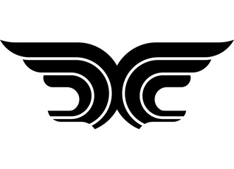 Symmetrical Vector pattern black on white background. Sports Design element for car body, boat, motorcycle. Vector background. Abstract wings. Sports logo, team.