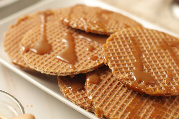 Stroopwafel, a thin, round cookie popular throughout the Netherlands	