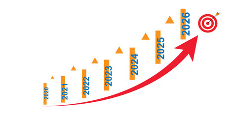 Growing bar graph icon with arrow going up.