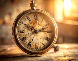 Vintage clock with Roman numerals in warm light