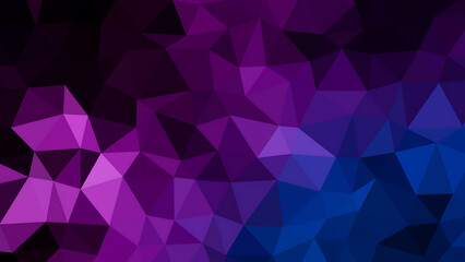 Abstract geometric background with vibrant purple and pink triangles and a dark background