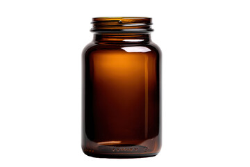 Amber glass bottle isolated on transparent background