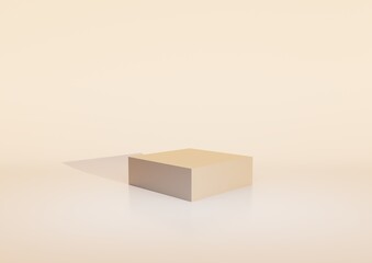Simple cream square podium on matching soft cream background with shadows