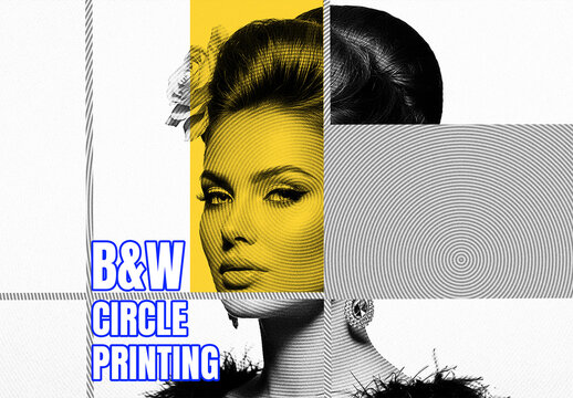B&W Circle Printing Photo Effect