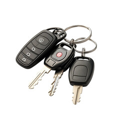  Car key fobs with modern buttons and keychains automotive accessories on transparent background.png