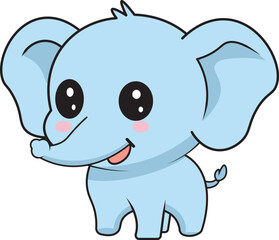 Cute Kawaii Baby Elephant Character Illustration