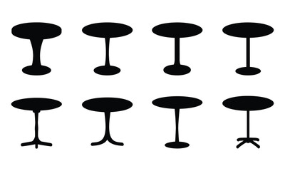 Round Table Silhouette Collection Minimalist Furniture Design Isolated on White