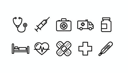 Medical & Healthcare Line Icons Collection.