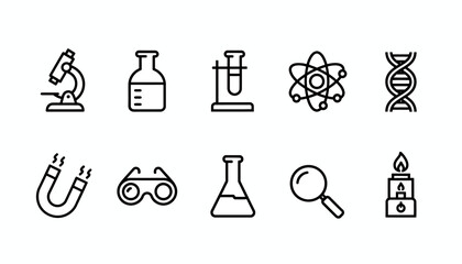 Science & Lab Line Icons Set.