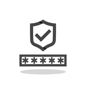 Strong password and protection icon with shadow