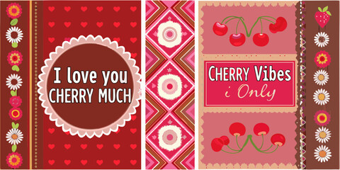 Cute and colorful cherry themed graphic with sweet messages and floral accents