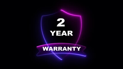 2 year warranty concept on the transparent background. Badges Design Animation Motion graphics of warranty idea. 2 year Warranty Stamp Imprint Seal Template. Round Rubber Stamp with Text Animation.