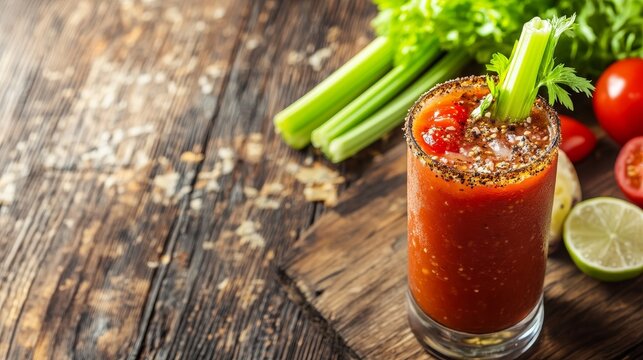 Classic Caesar drink served with fresh celery and lime, capturing the essence of Canadian cocktail culture