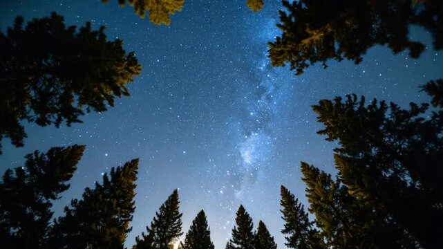 Milky way through treetops