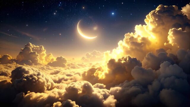 Moonlit golden cloudscape