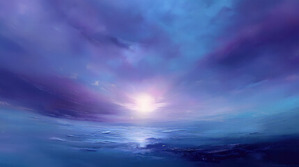 Obraz premium Rich blue-violet gradient with central luminous burst and swirling light trails