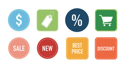 Collection of shopping and marketing icon set


