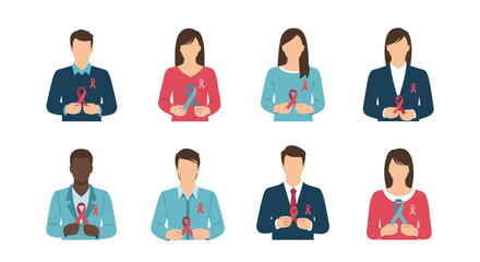People with awareness ribbons for different social and health causes


