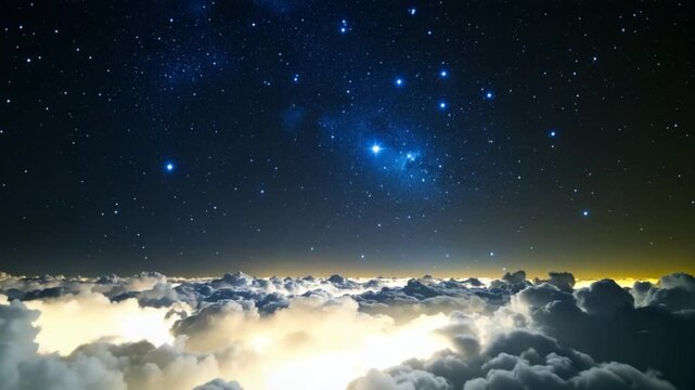 Night sky above clouds