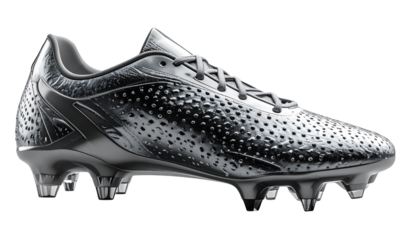 Angled Perspective of Futuristic Soccer Cleat, Transparent Background, PNG