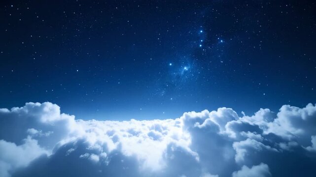 Night sky above clouds