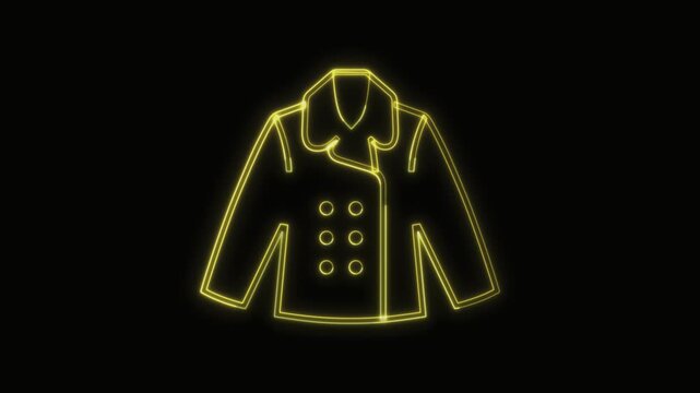  Coat Icon Neon Seamless Loop 4K with Black Background Animated Promotional Typography for Video Editing
