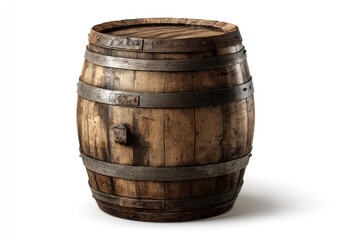 Fototapeta premium Aged wooden barrel on white background