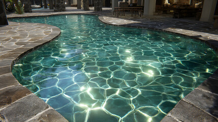 Obraz premium Serene Swimming Pool with Reflected Sunlight Pattern