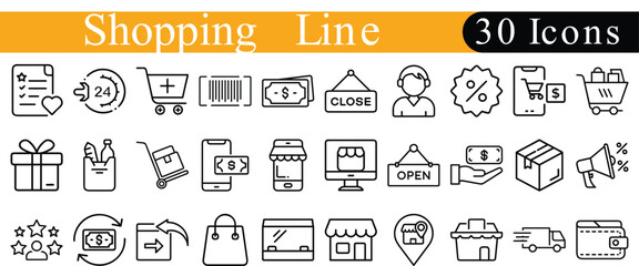 Shopping cart Icon Vector Bundle, on white background.