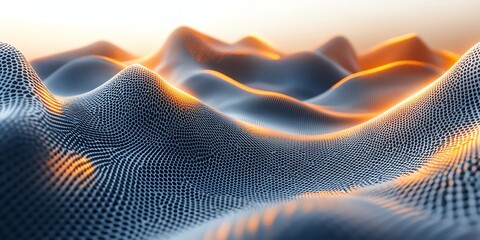 Abstract Digital Waveform with Blue and Orange Highlights in Futuristic Design