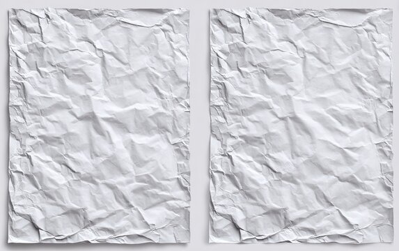 Two crumpled sheets of white paper