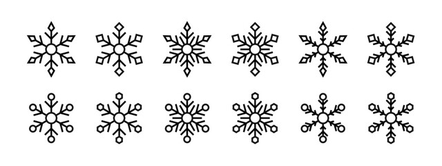 Snowflake icons. Snow icons. Snowflakes template. Frost icon. Isolated snowflakes. Snow crystal. Ice crystal. Vector graphic EPS 10