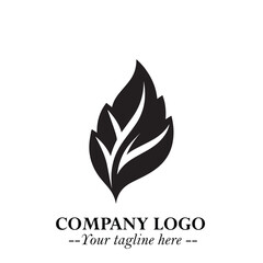 Leaf Logo Symbol Black on White Background in Elegant Minimalist Vector Design for Eco Branding