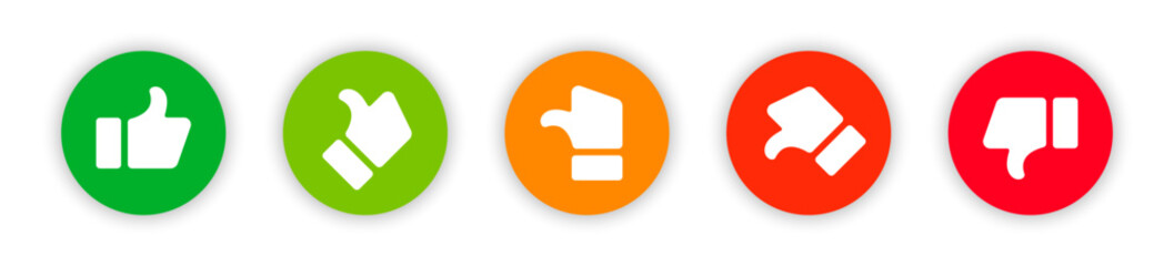 Satisfaction level. Rating thumbs. Thumb up and thumb down vector icon set. Vector graphic EPS 10